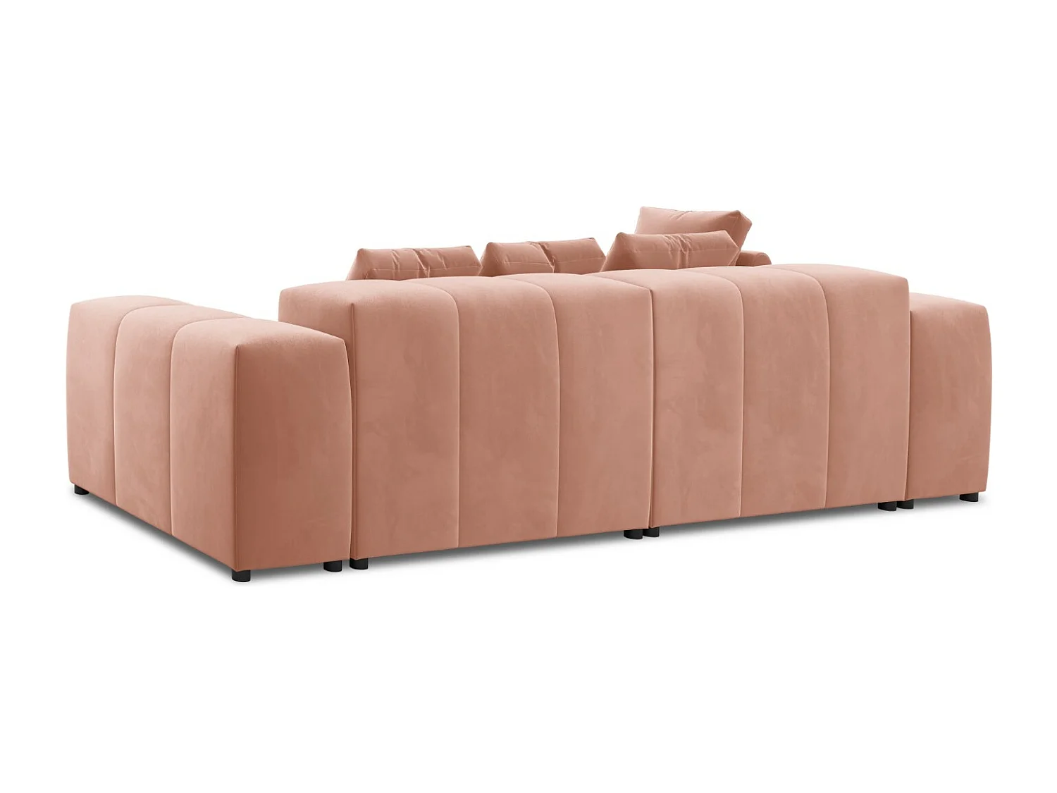 Cosmopolitan Design - Sofá de canto modular simétrico "Rome" 4 lugares em veludo rosa - 320x160x75cm