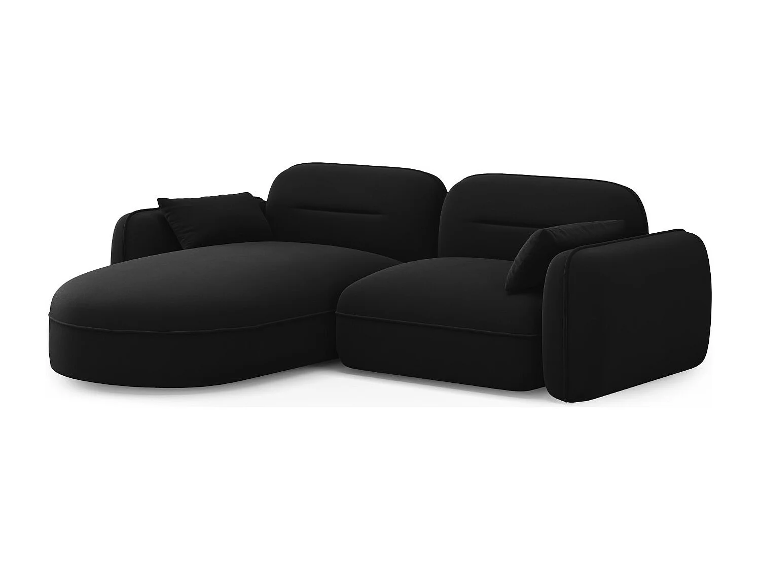 Cosmopolitan Design - Sofá esquinero modular izquierdo "Sydney" 3 plazas de terciopelo negro - 230x165x70cm