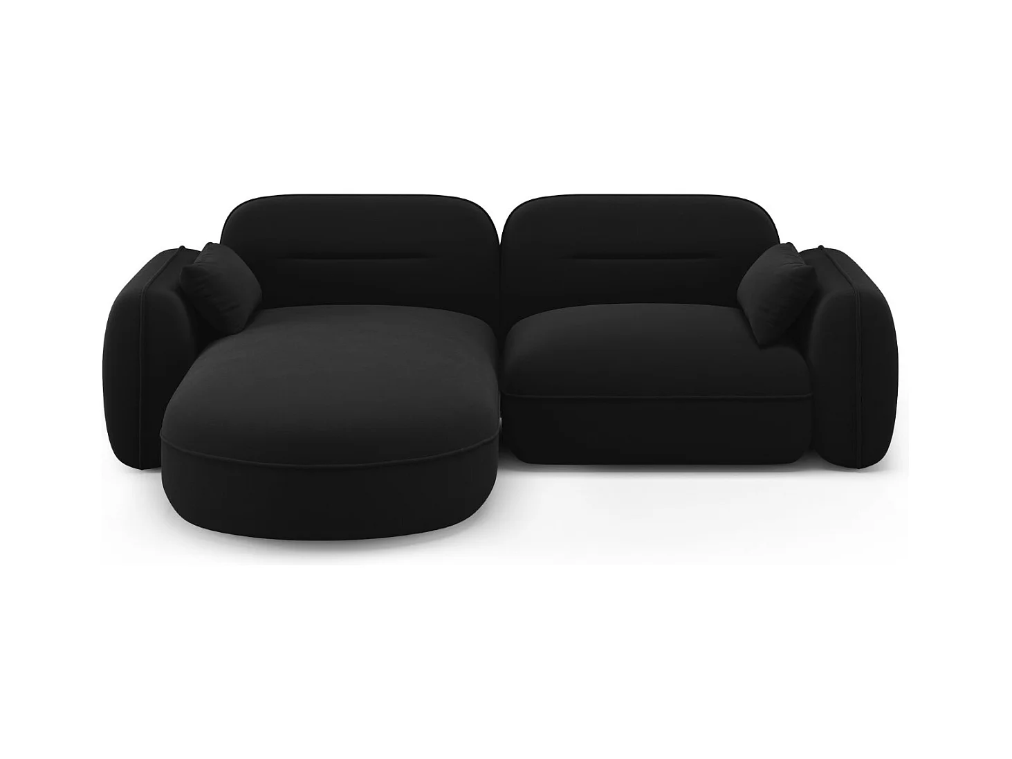 Cosmopolitan Design - Canapé d'angle gauche modulable "Sydney" 3 places en velours noir - 230x165x70cm