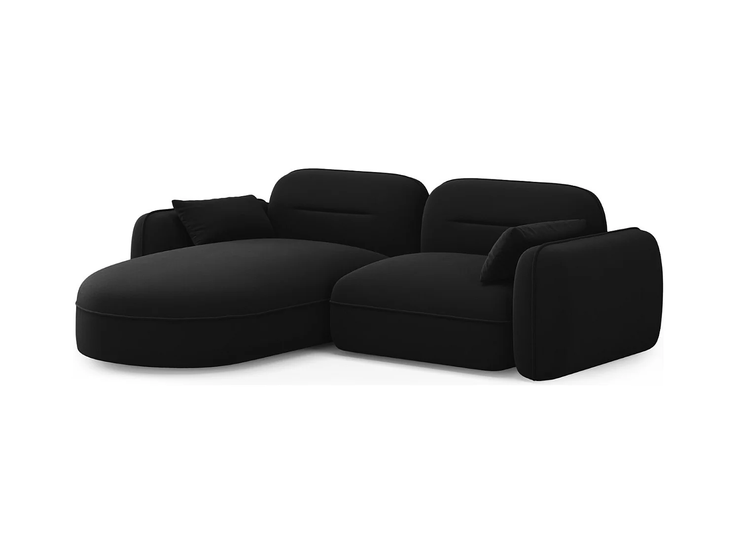 Cosmopolitan Design - Canapé d'angle gauche modulable "Sydney" 3 places en velours noir - 230x165x70cm