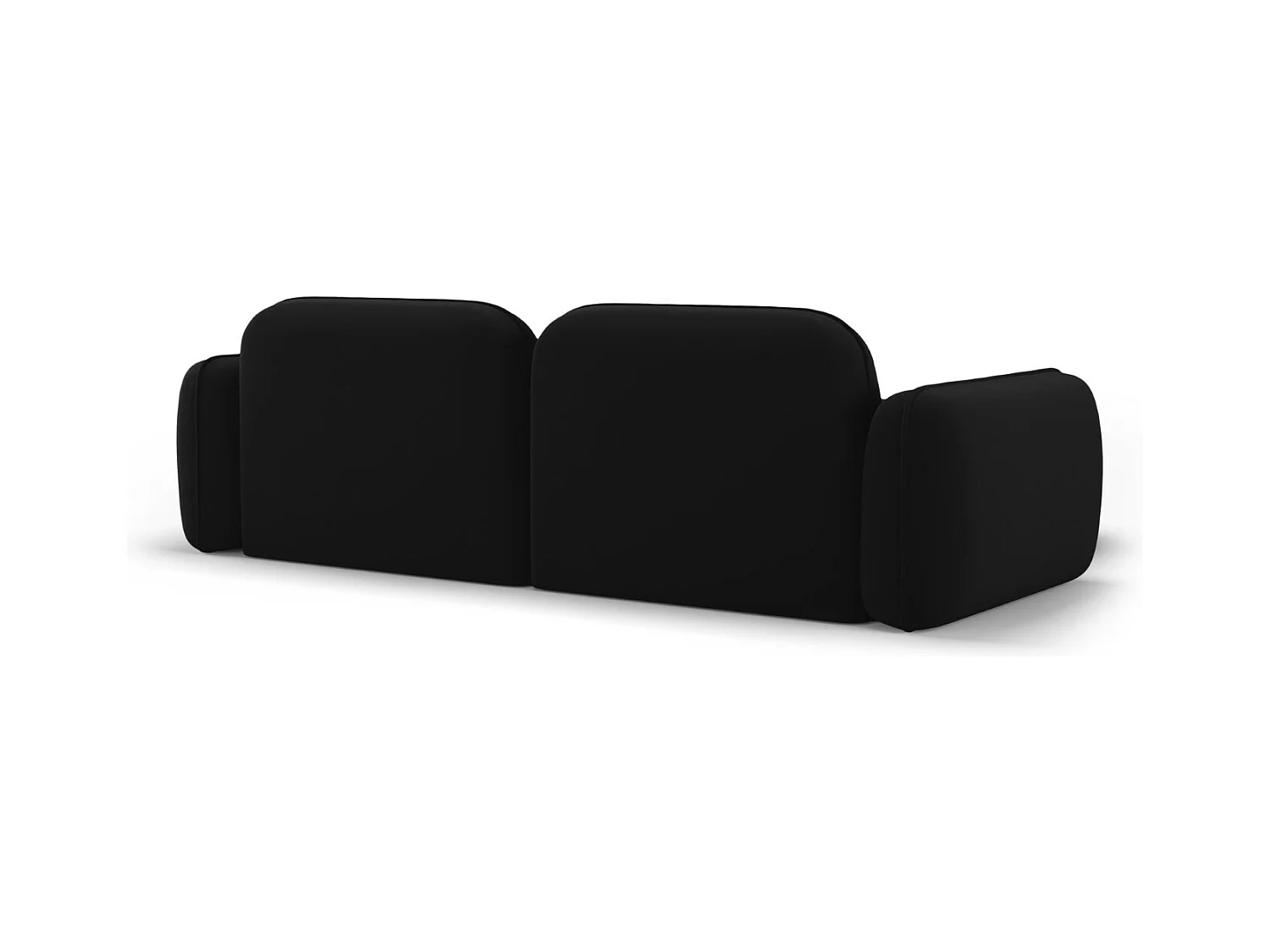 Cosmopolitan Design - Canapé d'angle gauche modulable "Sydney" 3 places en velours noir - 230x165x70cm