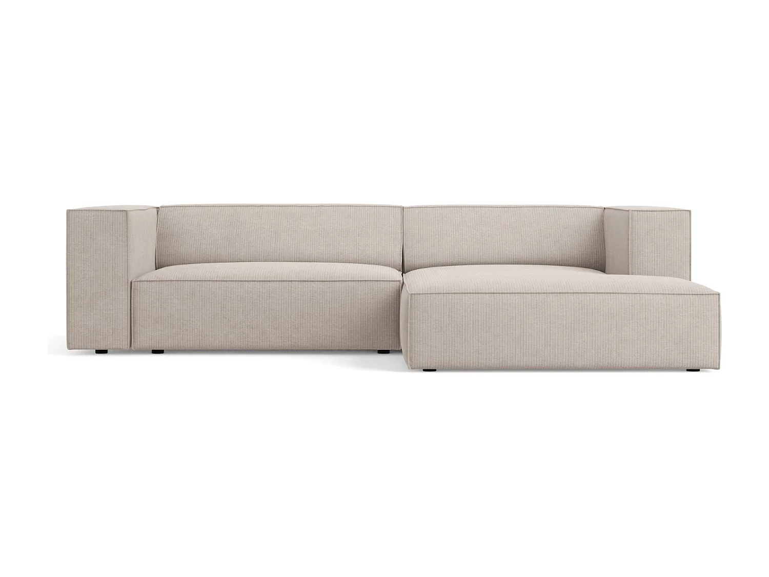 Cosmopolitan Design - 3-Sitzer Ecksofa rechts "Arendal" aus Chenille-Stoff mit Rippeneffekt dunkelbeige - 224x166x70cm