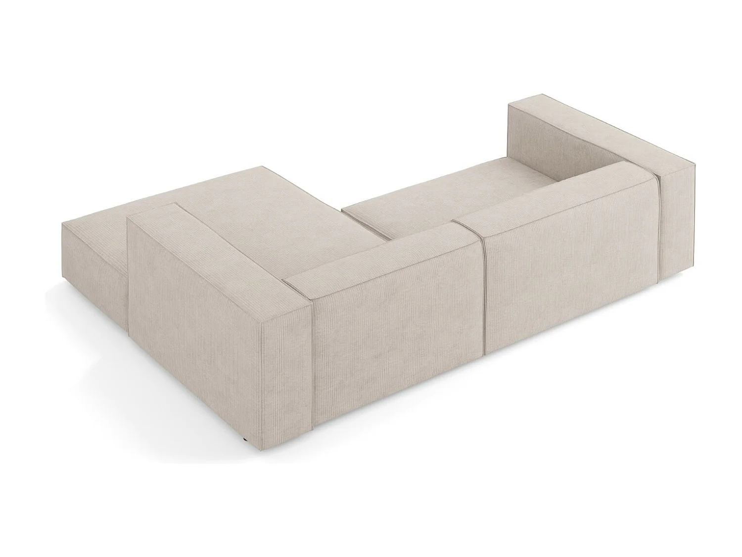 Cosmopolitan Design - 3-Sitzer Ecksofa rechts "Arendal" aus Chenille-Stoff mit Rippeneffekt dunkelbeige - 224x166x70cm