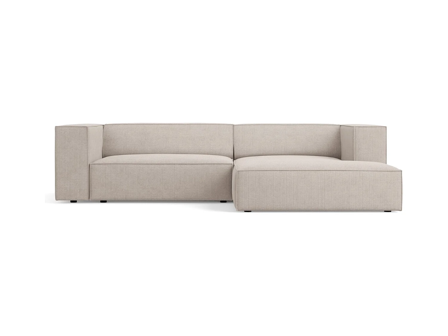 Cosmopolitan Design - Canapé d'angle droit "Arendal" 3 places en chenille avec un effet côtelé beige foncé - 224x166x70cm