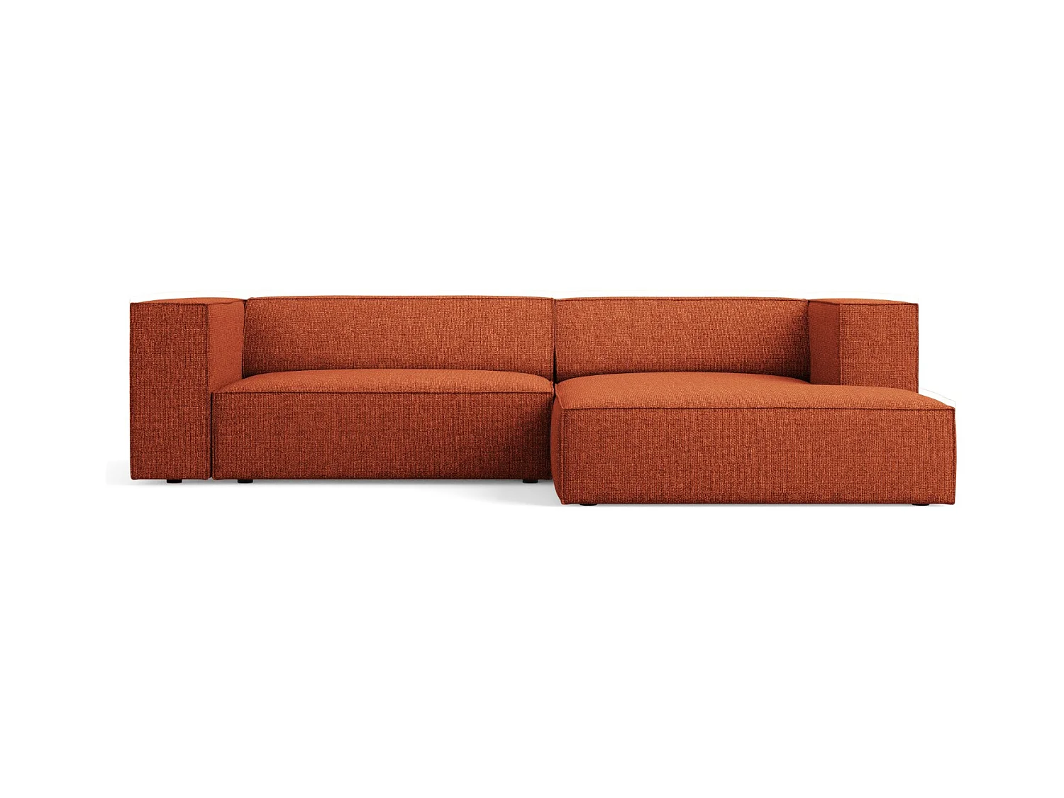 Cosmopolitan Design - Canapé d'angle droit "Arendal" 3 places en chenille terracotta - 224x166x70cm
