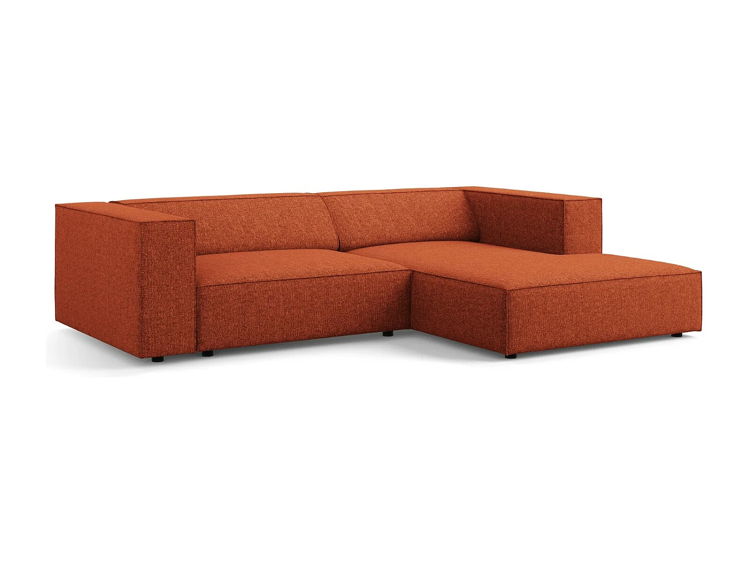 Cosmopolitan Design - Canapé d'angle droit "Arendal" 3 places en chenille terracotta - 224x166x70cm