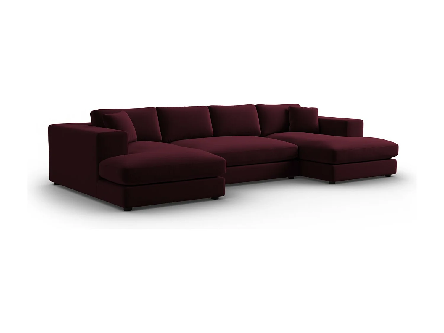 CXL by Christian Lacroix - 5-Sitzer Panoramasofa "Tendance" Sitzer aus Samt dunkelrot - 344x170x72cm