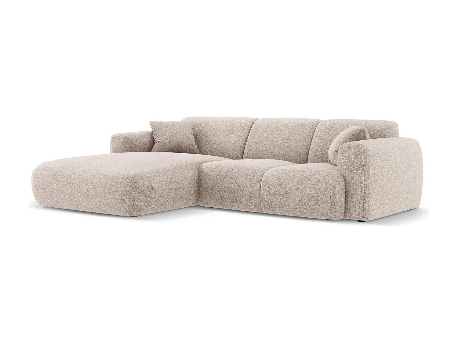 Cosmopolitan Design - Canapé d'angle gauche "Nolio" 4 places en chenille beige - 260x170x72cm