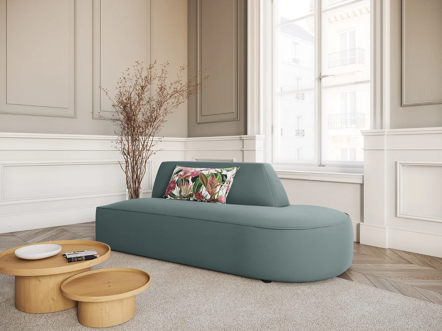 CXL by Christian Lacroix - Sofa modułowa bok prawy, "Charles" 2 miejsca welur, miętowy - 181x93x69cm