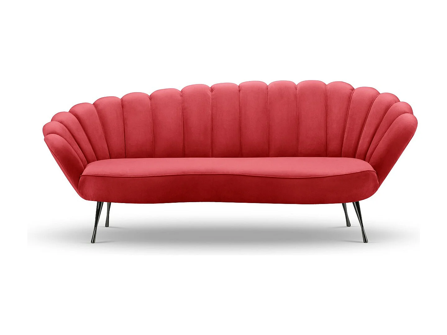 Cosmopolitan Design - Divano "Kingston" 3 posti in velluto rosso - 224x95x85cm