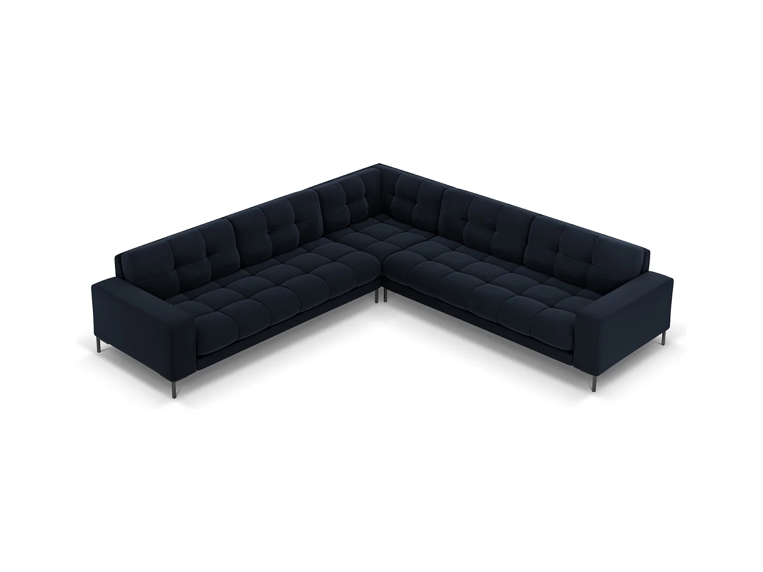 Cosmopolitan Design - Canapé d'angle symétrique "Bali" 6 places en velours bleu foncé - 256x256x75cm