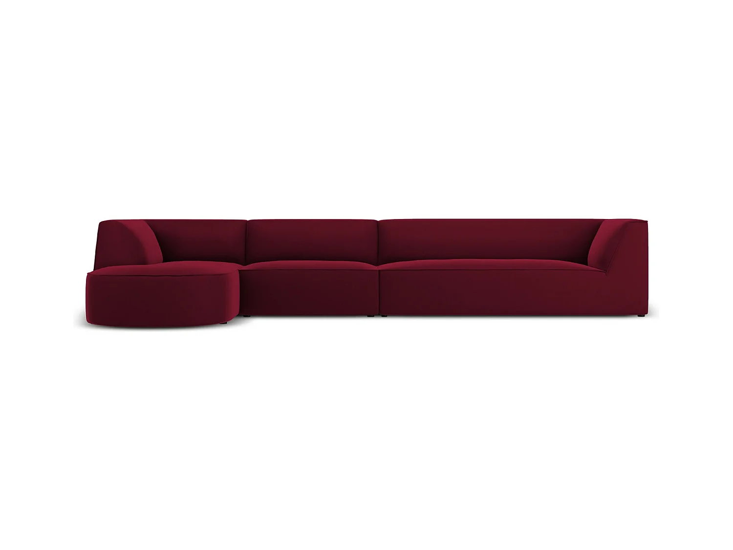 CXL by Christian Lacroix - Linker hoekbank "Charles" 5 zitplaatsen, Flueel, Rood - 366x180x69cm