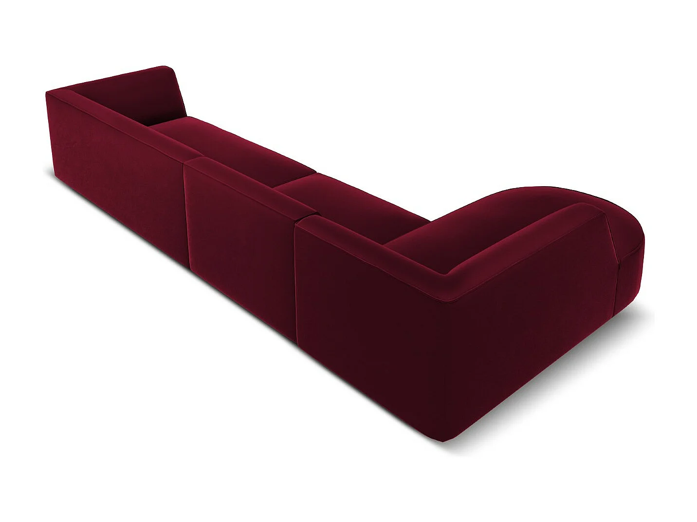 CXL by Christian Lacroix - Sofá de canto esquerdo "Charles" 5 lugares em veludo vermelho - 366x180x69cm