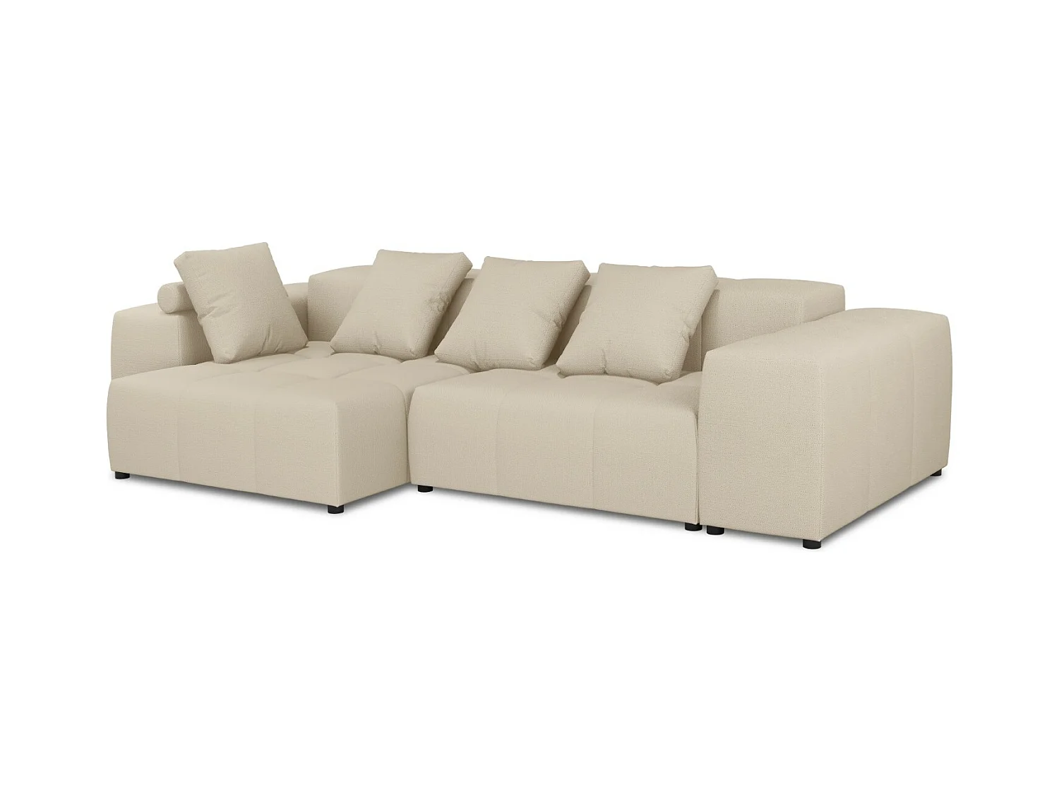 Cosmopolitan Design - Symmetrische modulaire hoekbank "Rome" 4 zitplaatsen, Structurele stof, Beige - 320x160x75cm