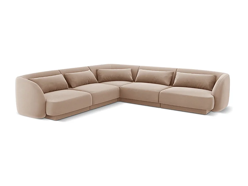 Cosmopolitan Design - 5-Sitzer wendbares Ecksofa "Tulum" aus Samt beige - 255x255x70cm