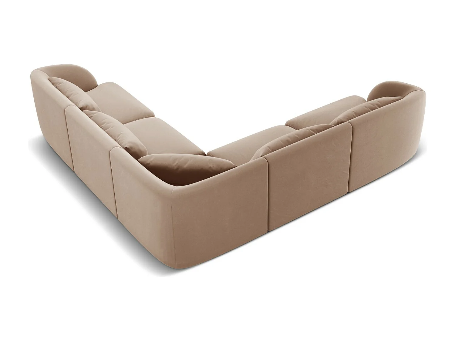 Cosmopolitan Design - Canapé d'angle symétrique "Tulum" 5 places en velours beige - 255x255x70cm