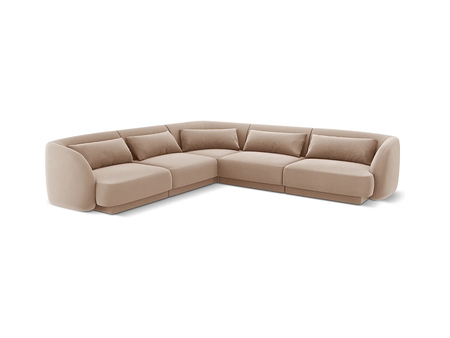 Cosmopolitan Design - Canapé d'angle symétrique "Tulum" 5 places en velours beige - 255x255x70cm