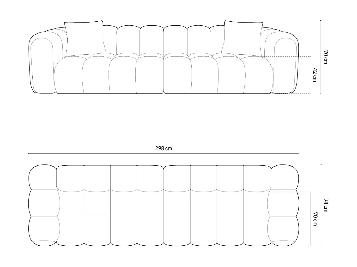 CXL by Christian Lacroix - Canapé modulable "Clotilde" 4 places en tissu structurel vert de mer - 298x94x70cm