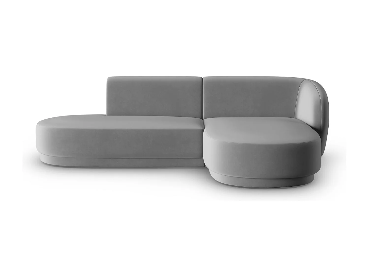 CXL by Christian Lacroix - Canapé d'angle droit modulable "Lionel" 4 places en velours gris - 233x155x74cm