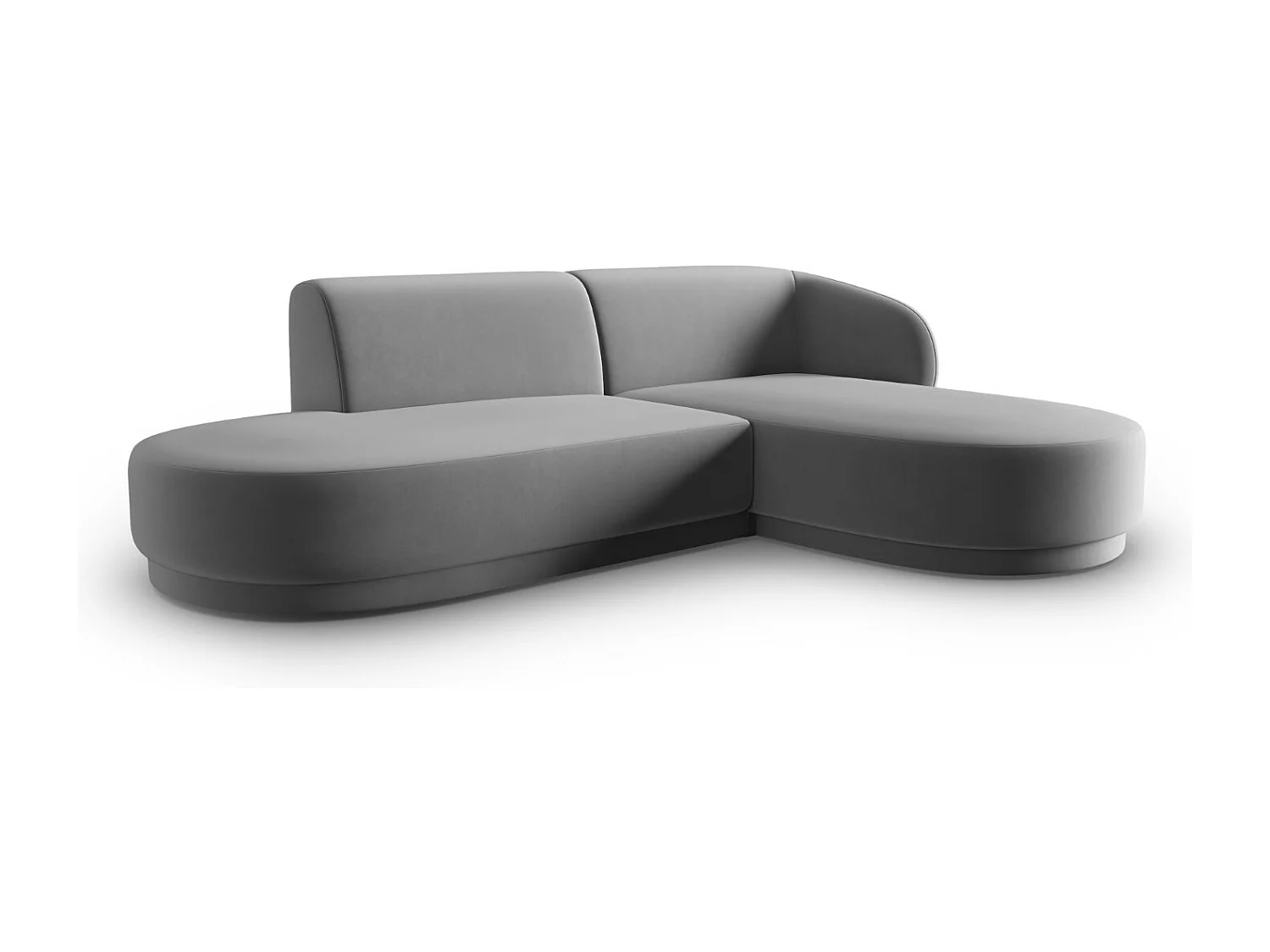 CXL by Christian Lacroix - Canapé d'angle droit modulable "Lionel" 4 places en velours gris - 233x155x74cm