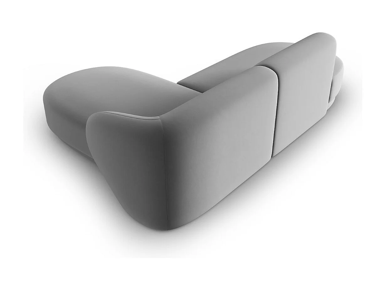 CXL by Christian Lacroix - Canapé d'angle droit modulable "Lionel" 4 places en velours gris - 233x155x74cm