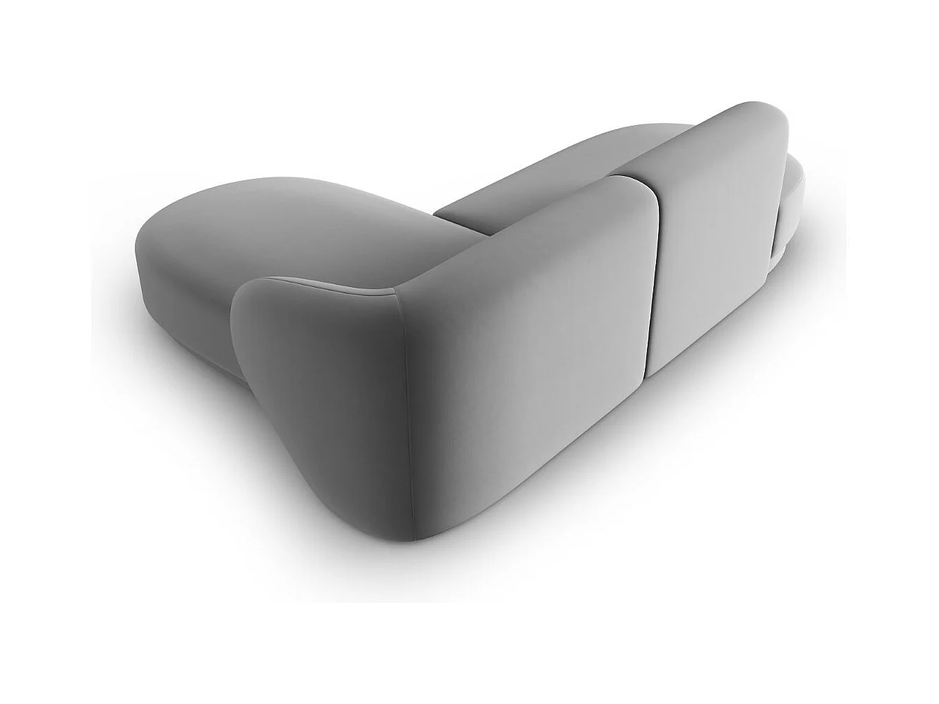 CXL by Christian Lacroix - Canapé d'angle droit modulable "Lionel" 4 places en velours gris - 233x155x74cm