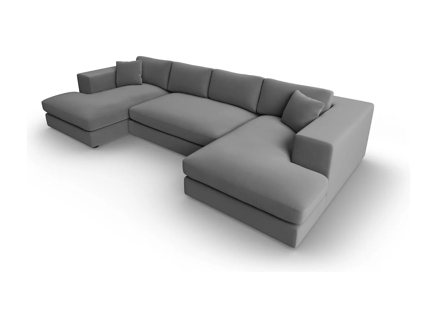 CXL by Christian Lacroix - Sofá panorámico "Tendance" 5 plazas de terciopelo gris - 344x170x72cm