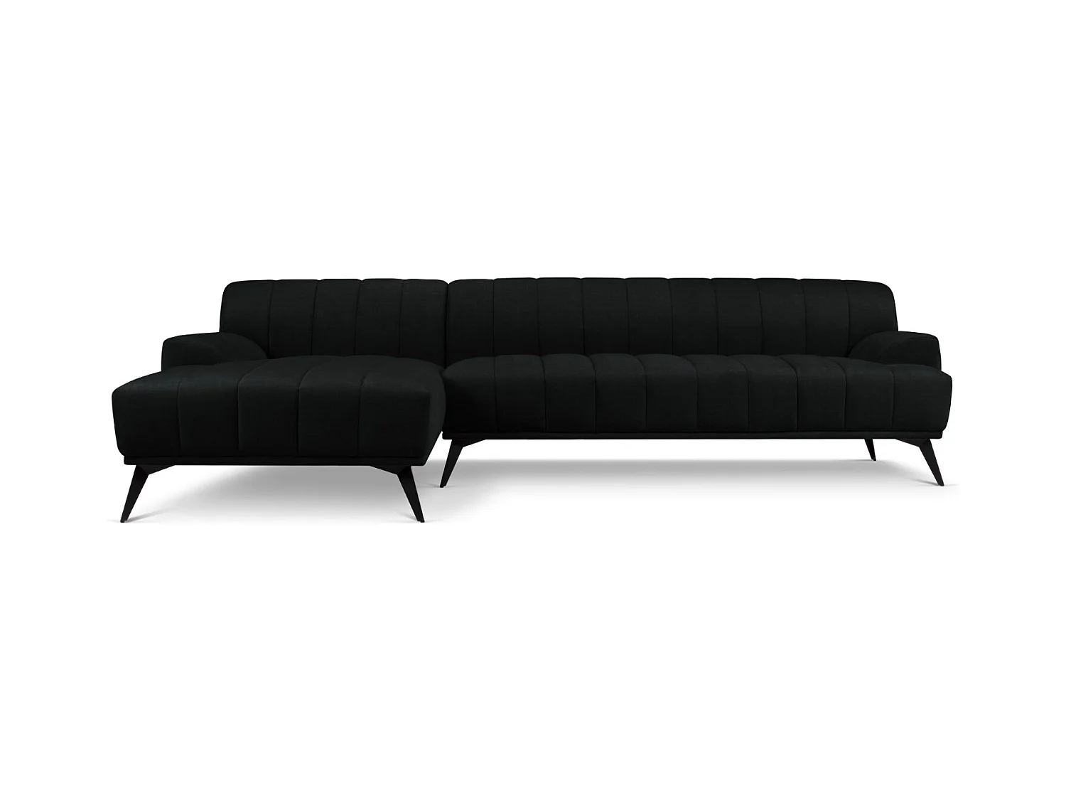 CXL by Christian Lacroix - Canapé d'angle gauche "Rita" 5 places en velours noir - 289x185x77cm