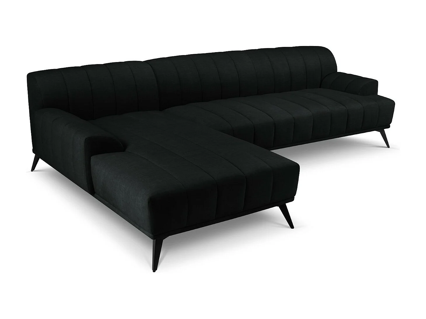 CXL by Christian Lacroix - Canapé d'angle gauche "Rita" 5 places en velours noir - 289x185x77cm