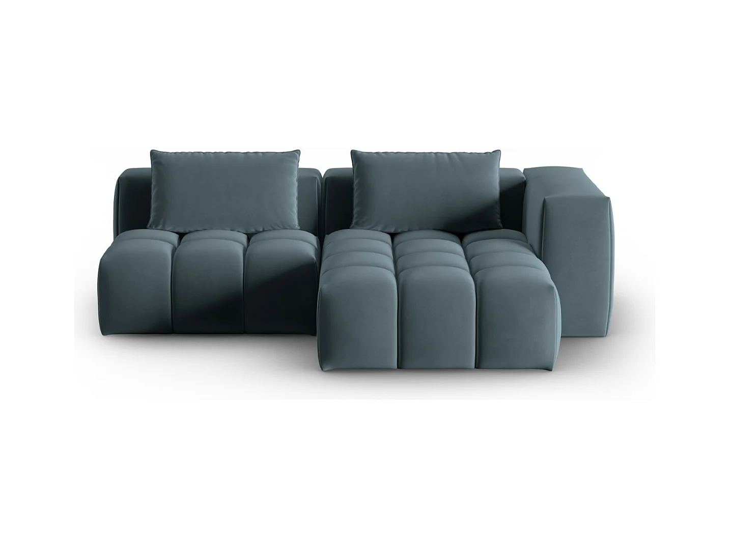 CXL by Christian Lacroix - Canapé d'angle droit modulable "Lorella" 3 places en velours bleu pastel - 205x145x70cm