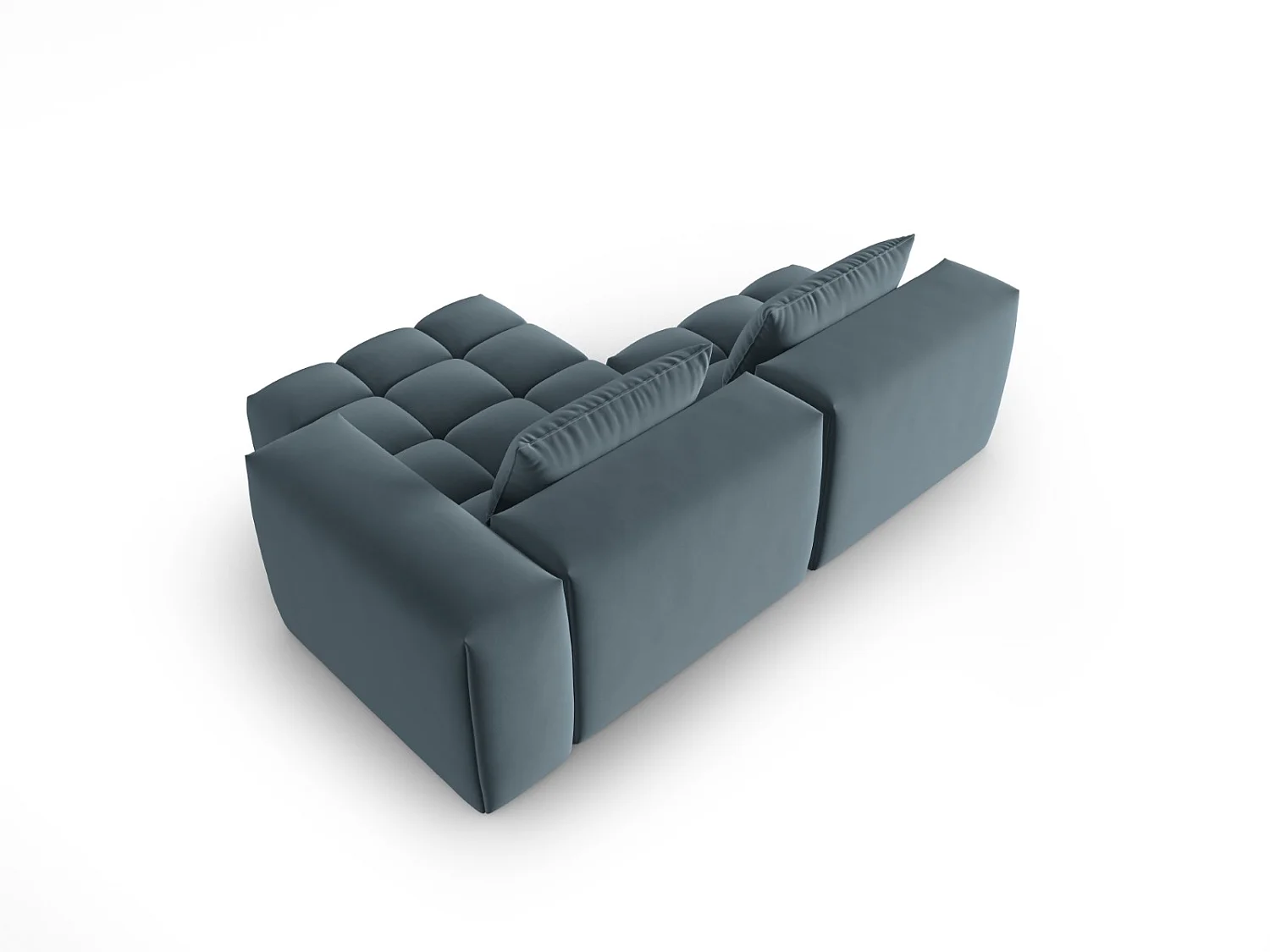 CXL by Christian Lacroix - Canapé d'angle droit modulable "Lorella" 3 places en velours bleu pastel - 205x145x70cm