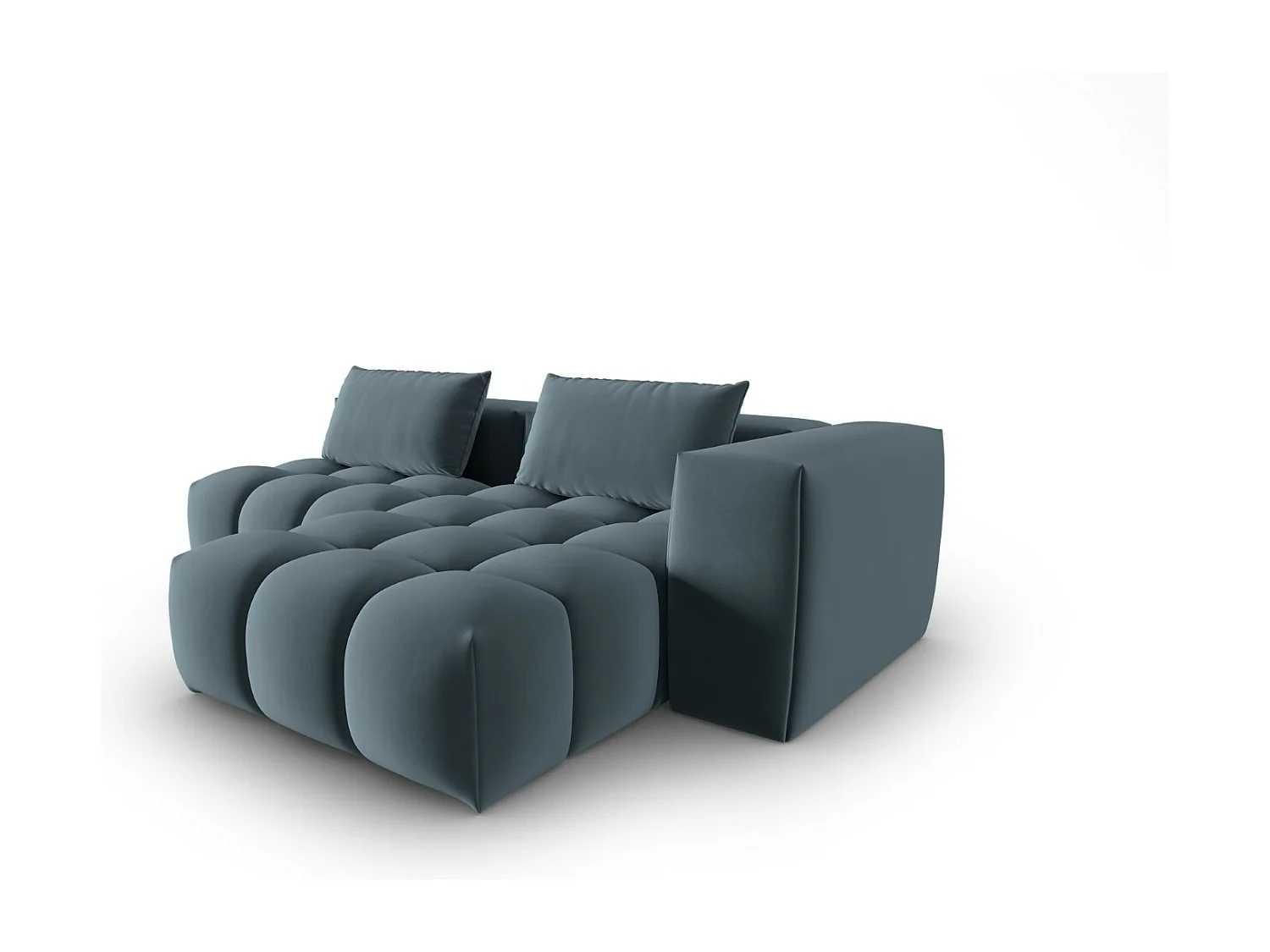 CXL by Christian Lacroix - Sofá modular de canto direito "Lorella" 3 lugares em veludo azul pastel - 205x145x70cm