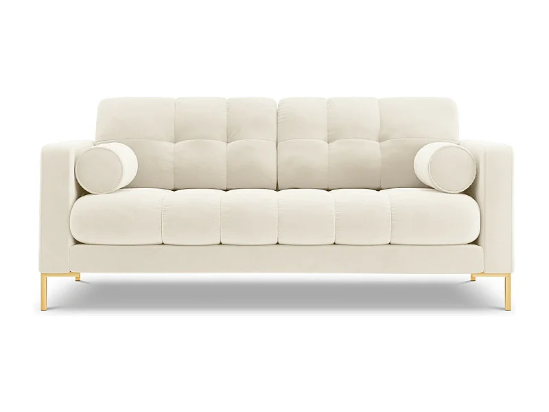 Cosmopolitan Design - 2-Sitzer Sofa "Bali" aus Samt leichtes beige - 152x92x75cm