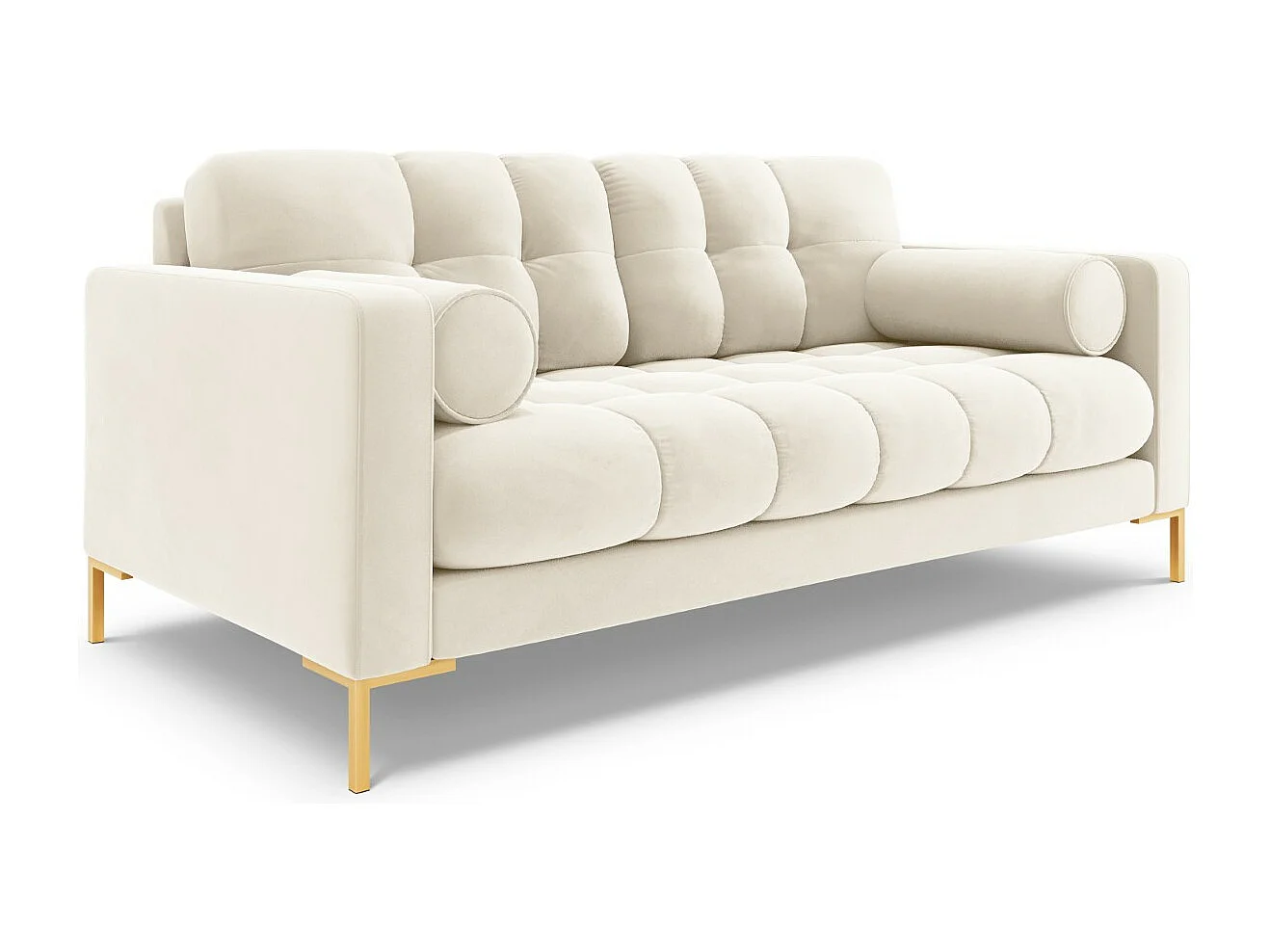 Cosmopolitan Design - Bank "Bali" 2 zitplaatsen, Flueel, Lichtbeige - 152x92x75cm