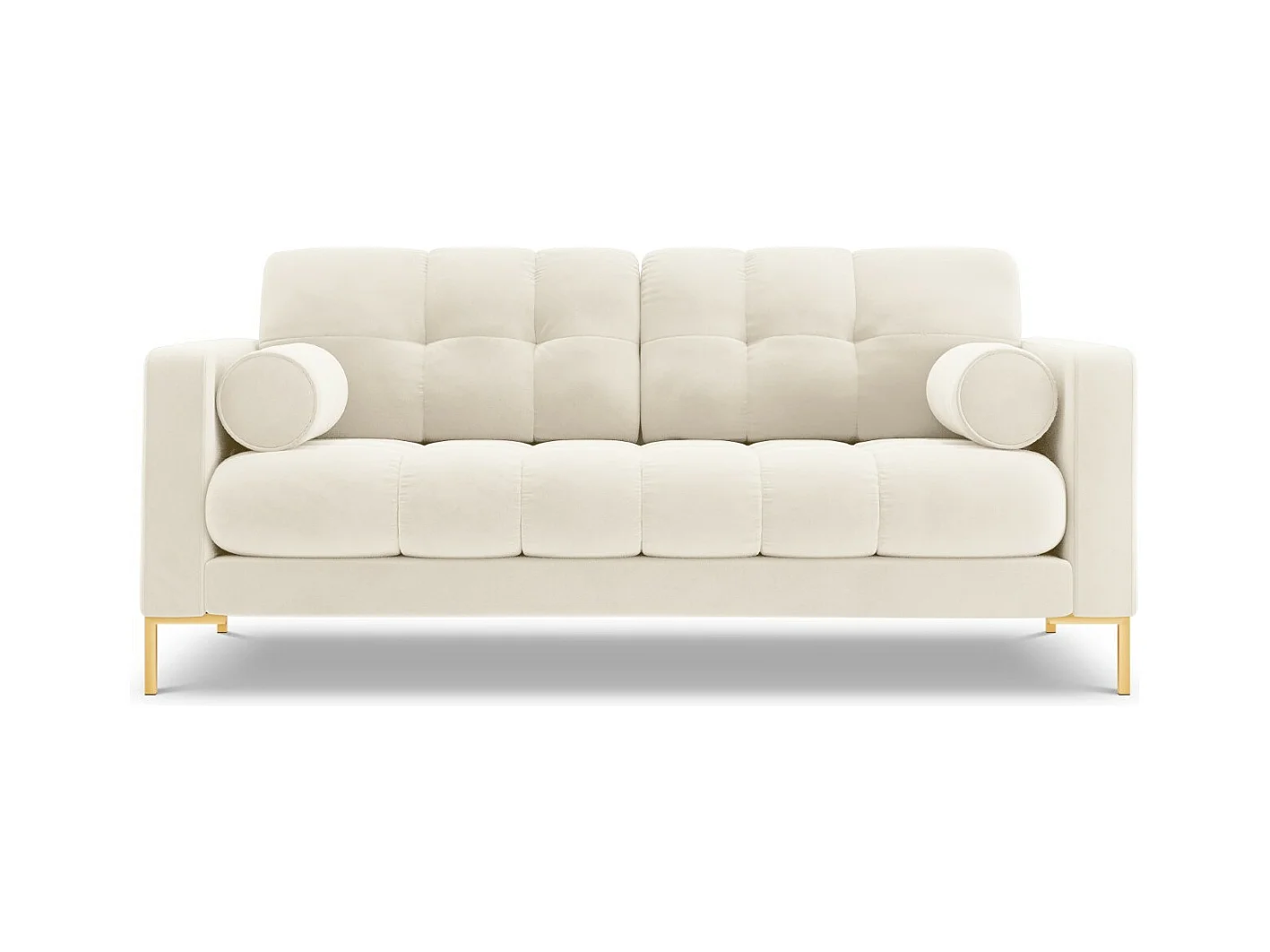 Cosmopolitan Design - Bank "Bali" 2 zitplaatsen, Flueel, Lichtbeige - 152x92x75cm