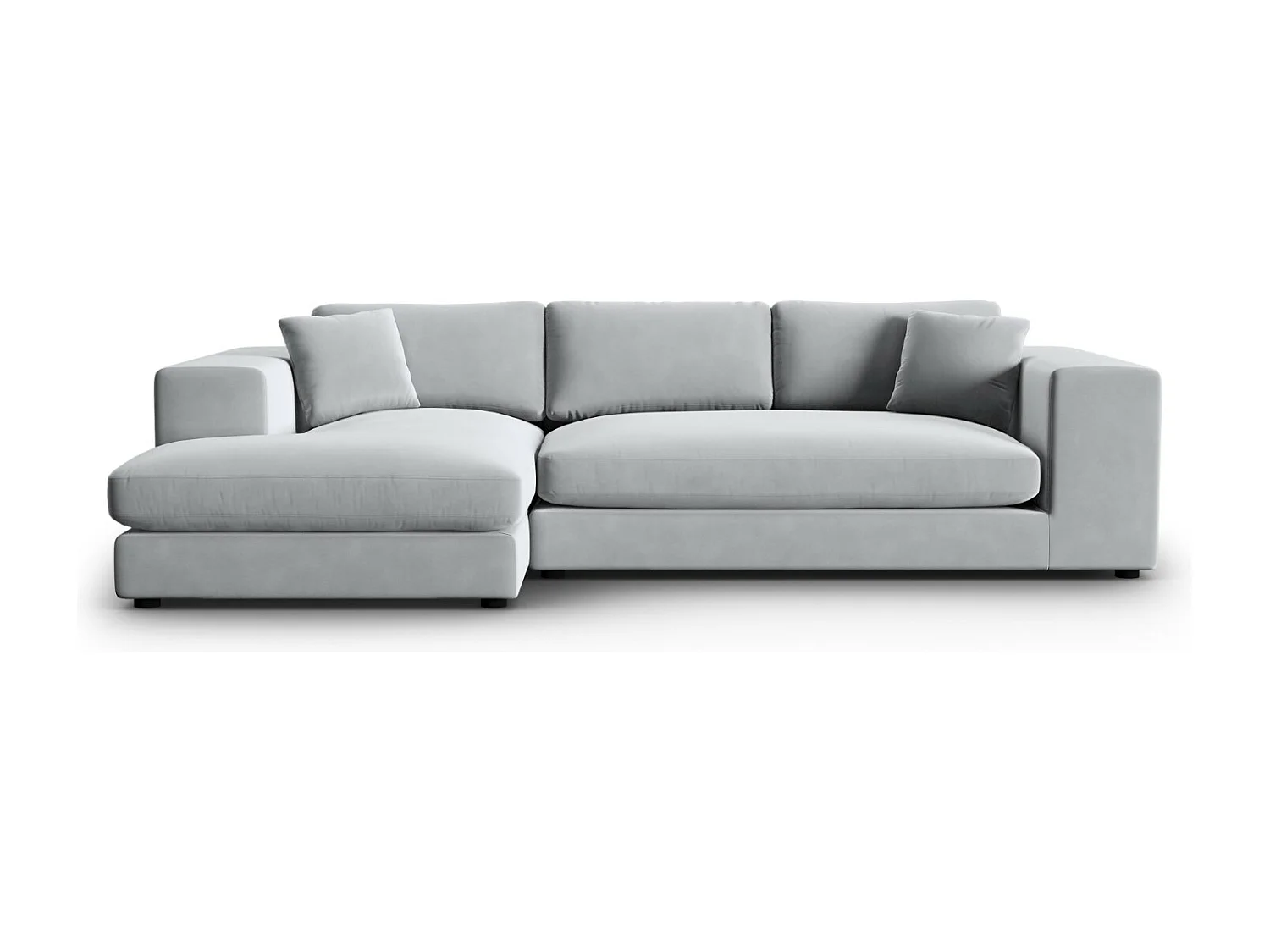 CXL by Christian Lacroix - Canapé d'angle gauche "Tendance" 5 places en velours gris clair - 282x174x72cm