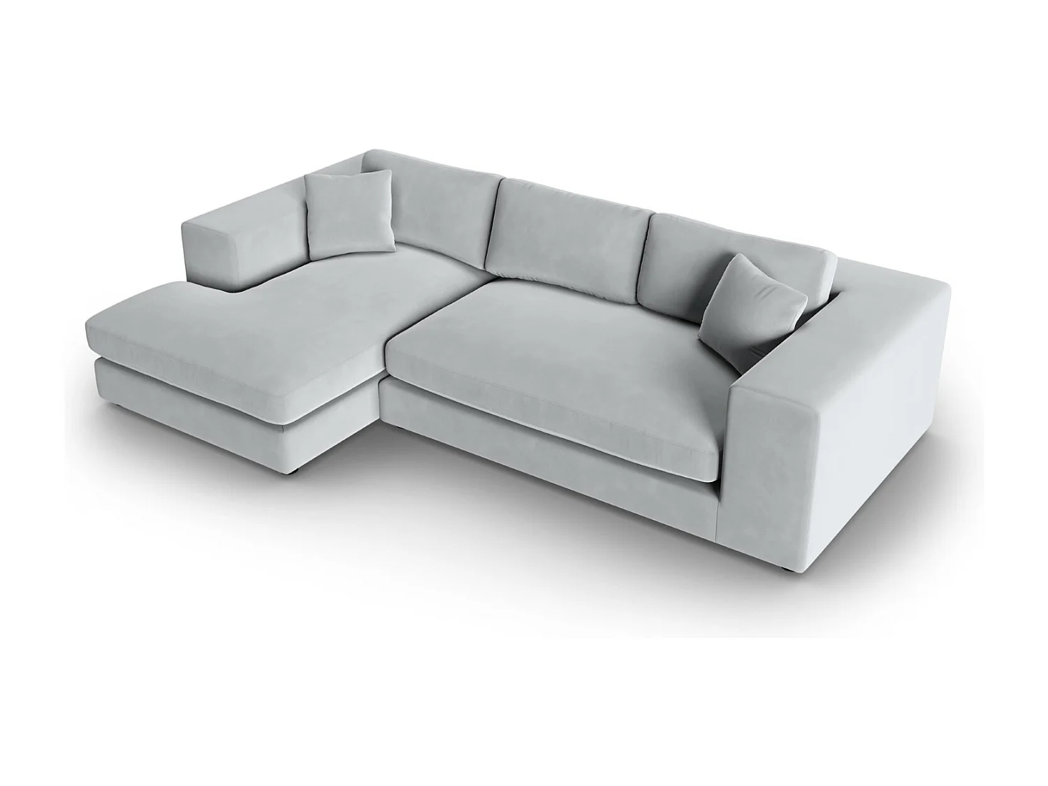 CXL by Christian Lacroix - Canapé d'angle gauche "Tendance" 5 places en velours gris clair - 282x174x72cm