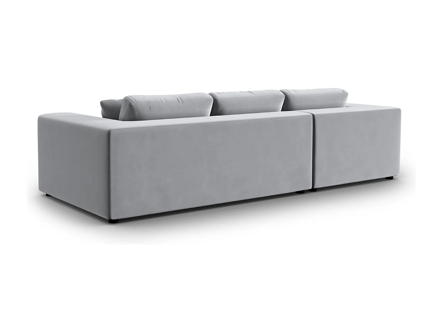 CXL by Christian Lacroix - Canapé d'angle gauche "Tendance" 5 places en velours gris clair - 282x174x72cm