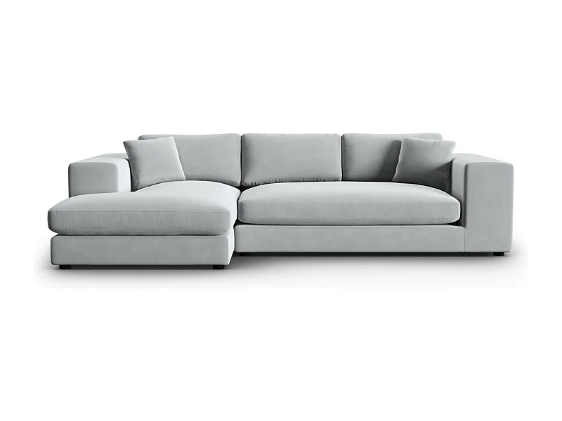 CXL by Christian Lacroix - Divano angolare sinistro "Tendance" 5 posti in velluto grigio chiaro - 282x174x72cm