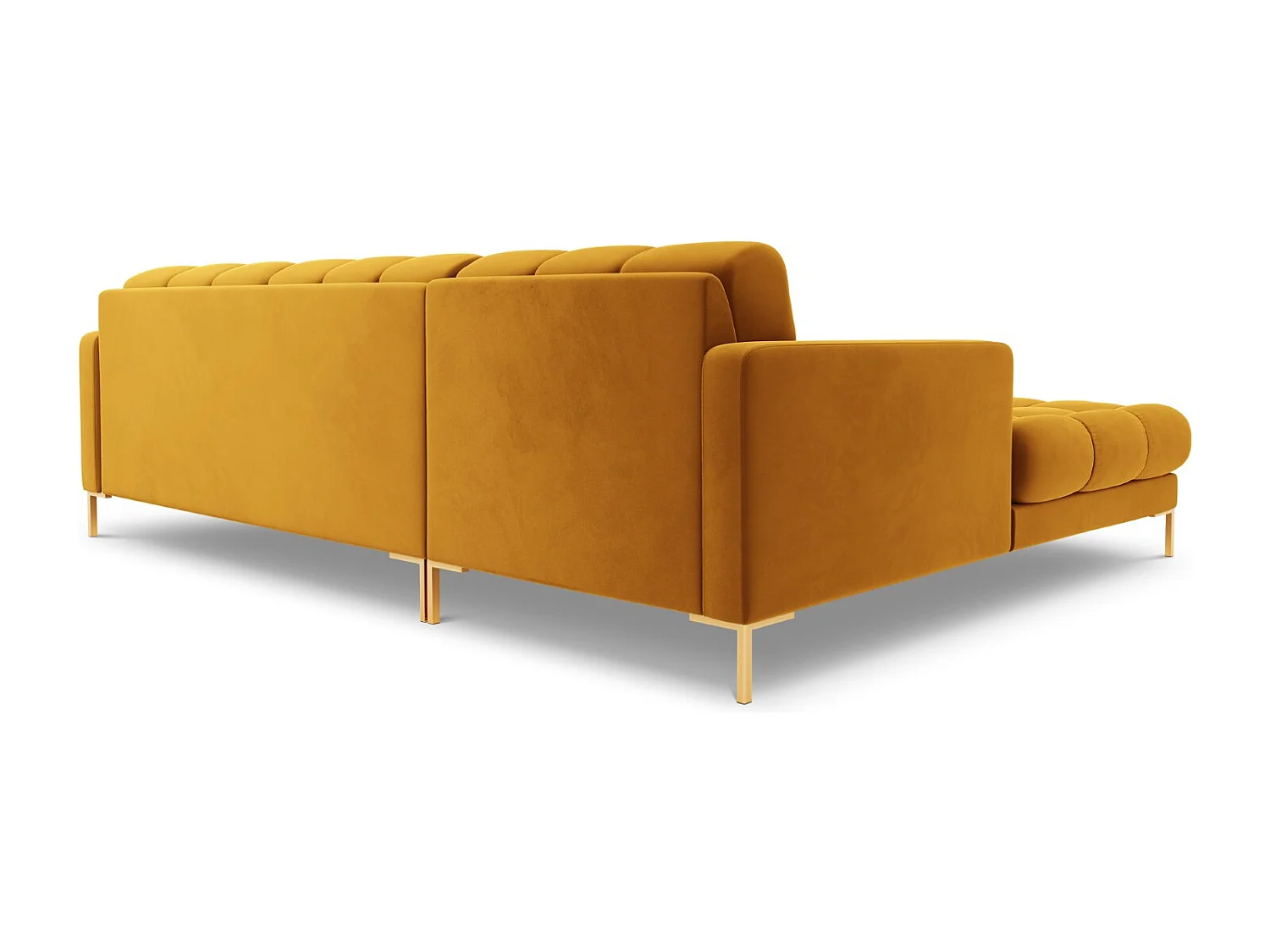 Cosmopolitan Design - 5-Sitzer Ecksofa links "Bali" aus Samt gelb - 293x185x75cm