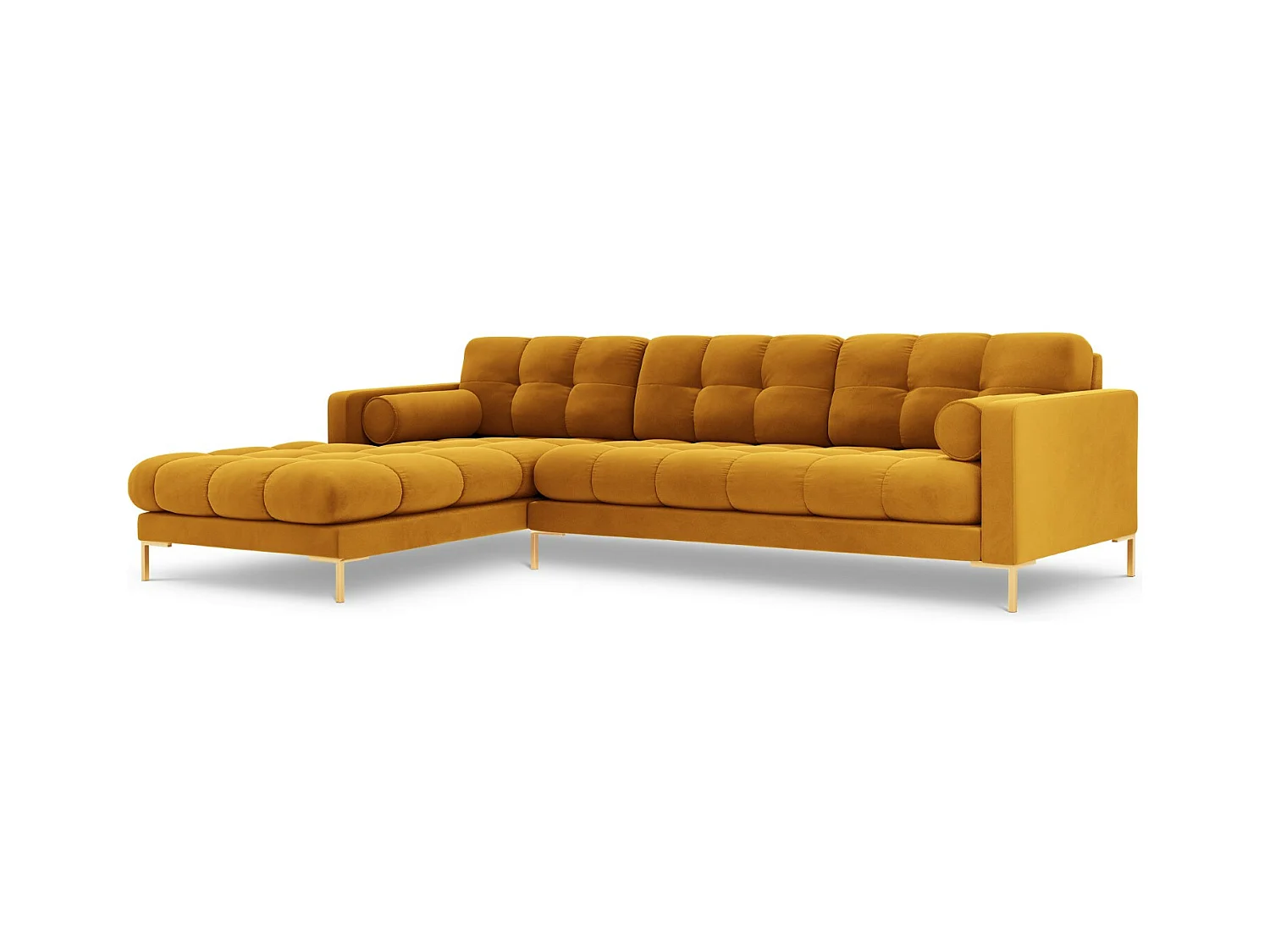 Cosmopolitan Design - Linker hoekbank "Bali" 5 zitplaatsen, Flueel, GEEL - 293x185x75cm
