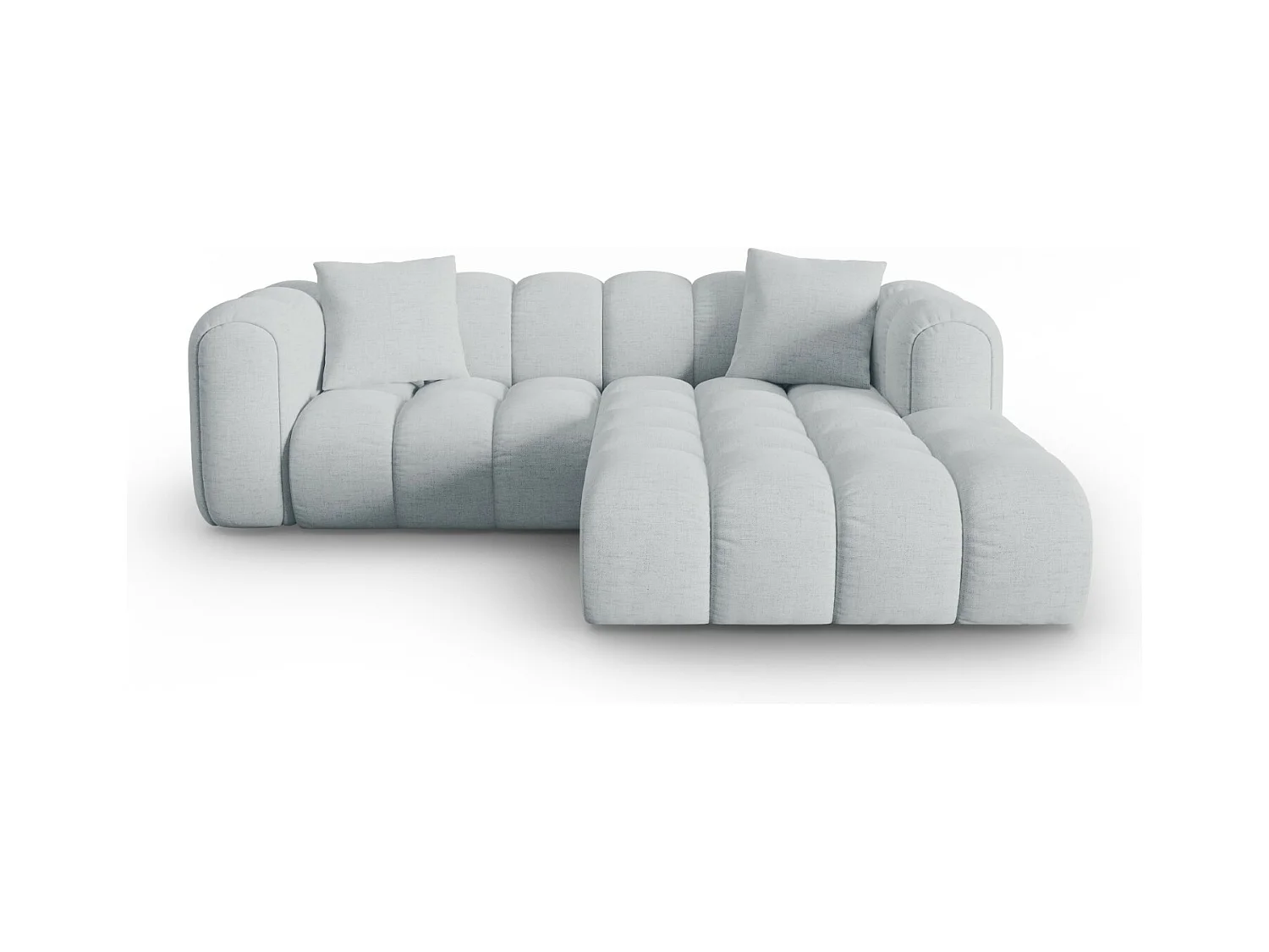CXL by Christian Lacroix - Canapé d'angle droit modulable "Clotilde" 3 places en tissu structurel gris clair - 187x190x70cm