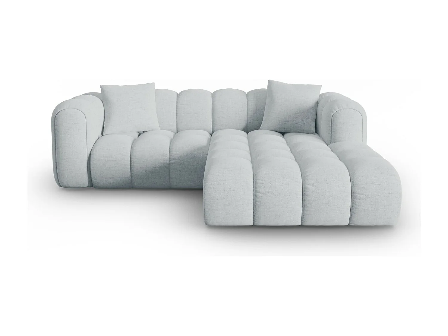 CXL by Christian Lacroix - Modulaire hoekbank rechts "Clotilde" 3 zitplaatsen, Structurele stof, Lichtgrijs - 187x190x70cm