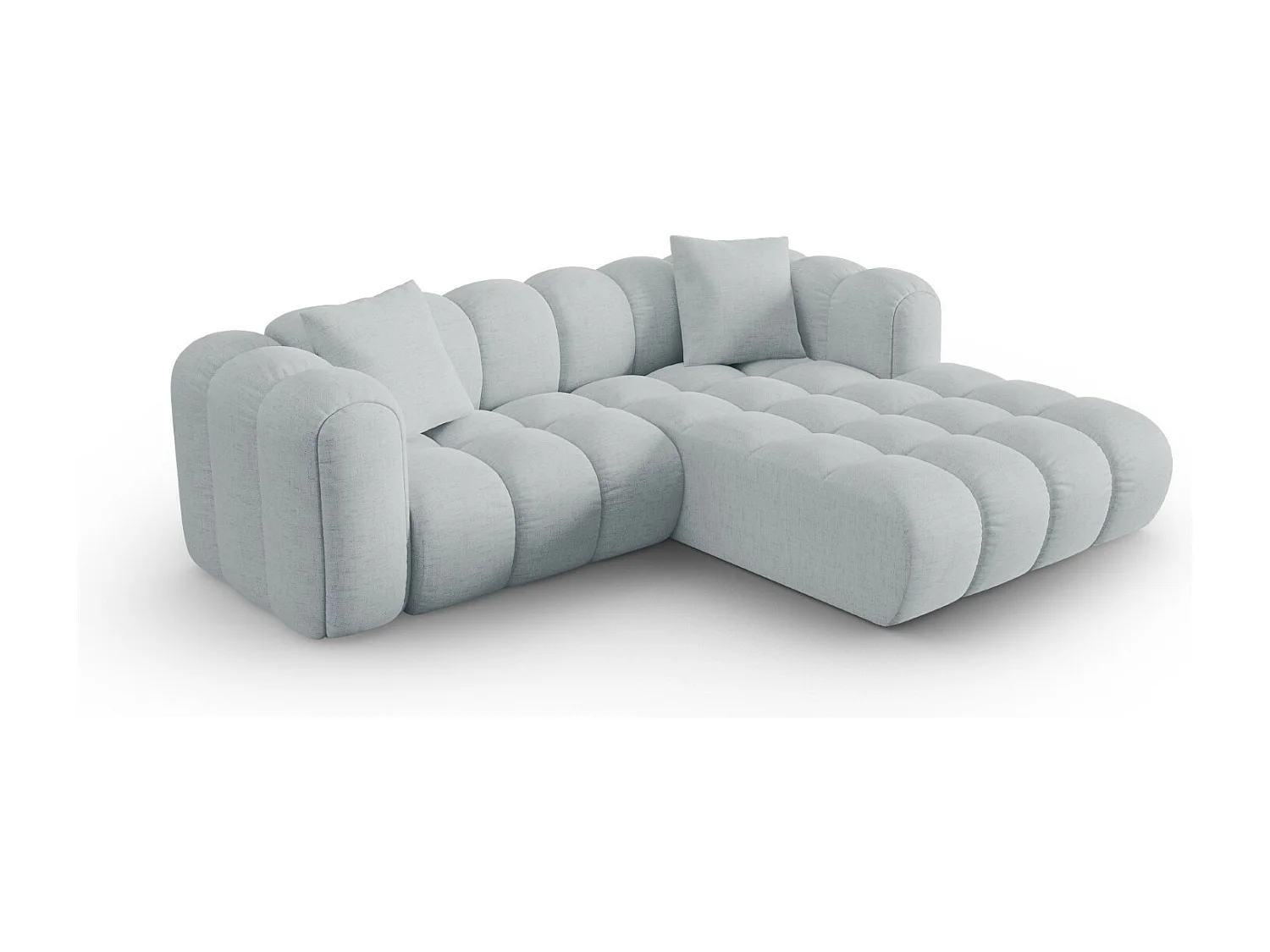 CXL by Christian Lacroix - Modulaire hoekbank rechts "Clotilde" 3 zitplaatsen, Structurele stof, Lichtgrijs - 187x190x70cm