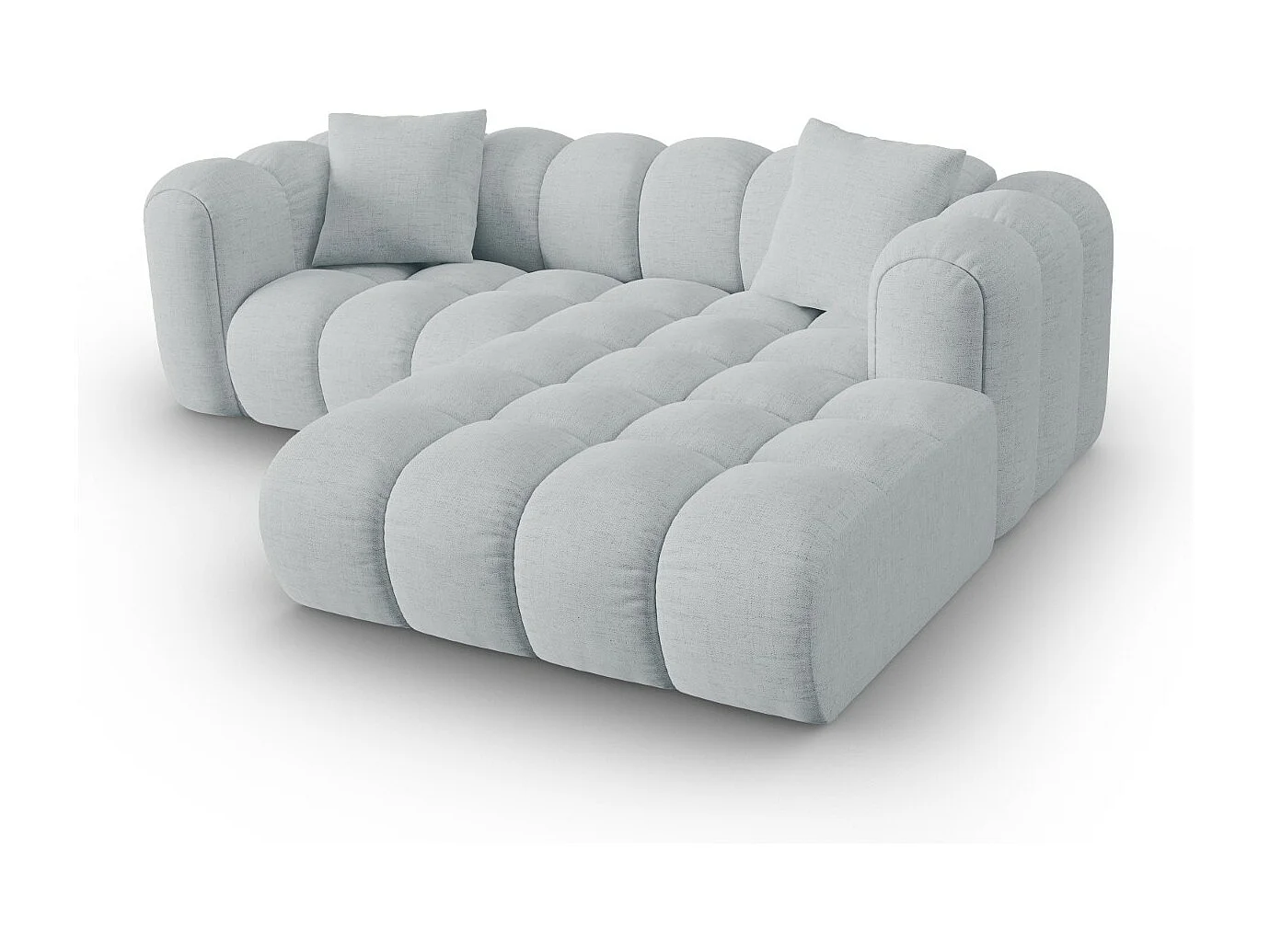 CXL by Christian Lacroix - Modulaire hoekbank rechts "Clotilde" 3 zitplaatsen, Structurele stof, Lichtgrijs - 187x190x70cm