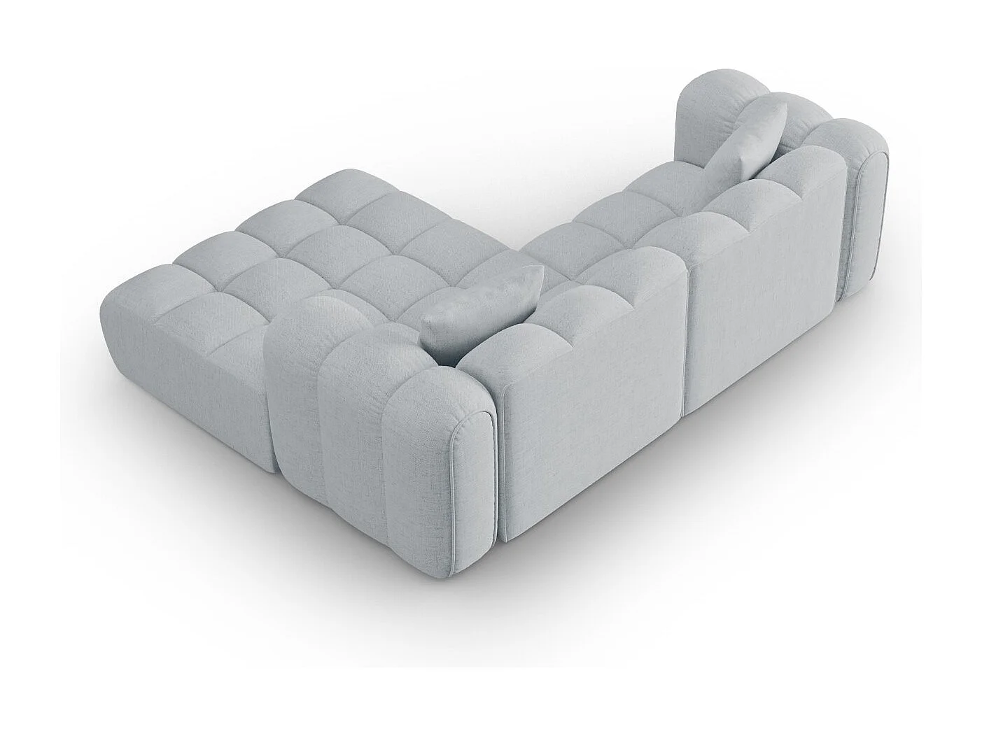 CXL by Christian Lacroix - Modulaire hoekbank rechts "Clotilde" 3 zitplaatsen, Structurele stof, Lichtgrijs - 187x190x70cm