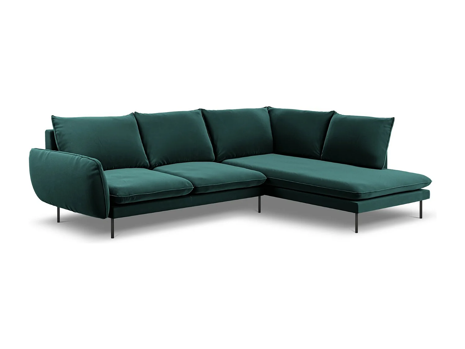 Cosmopolitan Design - Narożnik prawy, "Vienna" 6 miejsc welur, petrol - 275x185x95cm