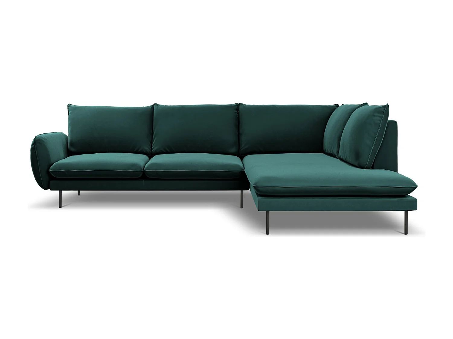 Cosmopolitan Design - Narożnik prawy, "Vienna" 6 miejsc welur, petrol - 275x185x95cm