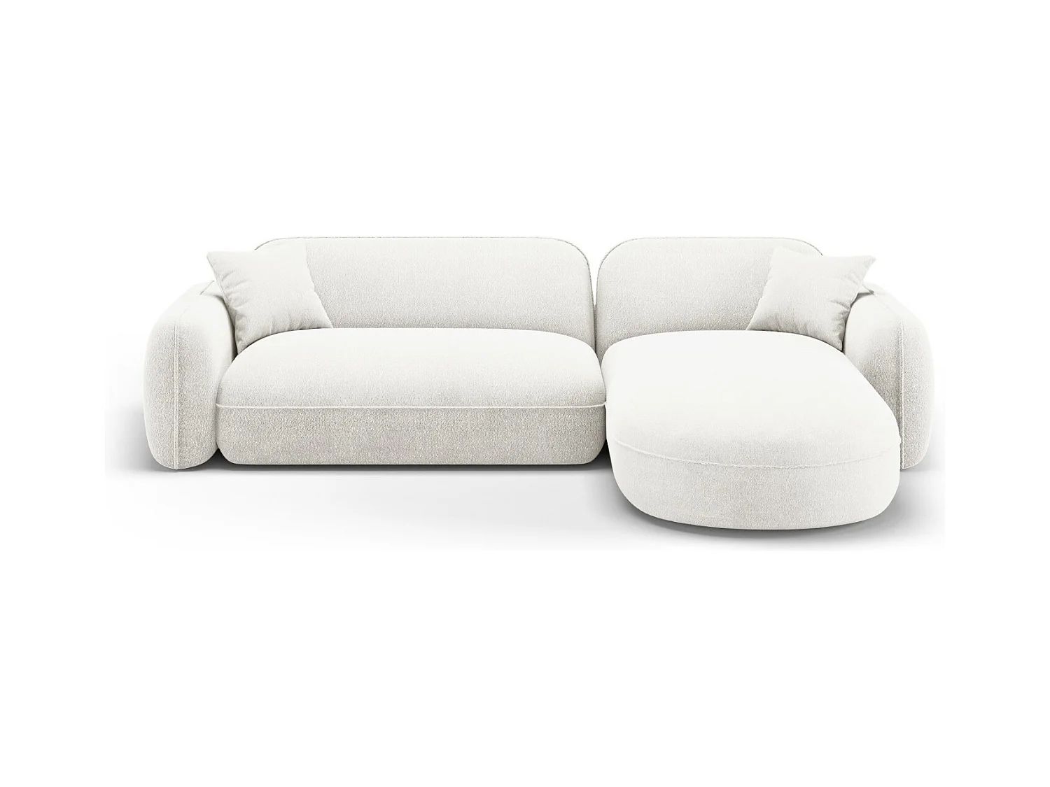 CXL by Christian Lacroix - Canapé d'angle droit modulable "Lucien" 4 places en velours ivoire - 275x165x70cm