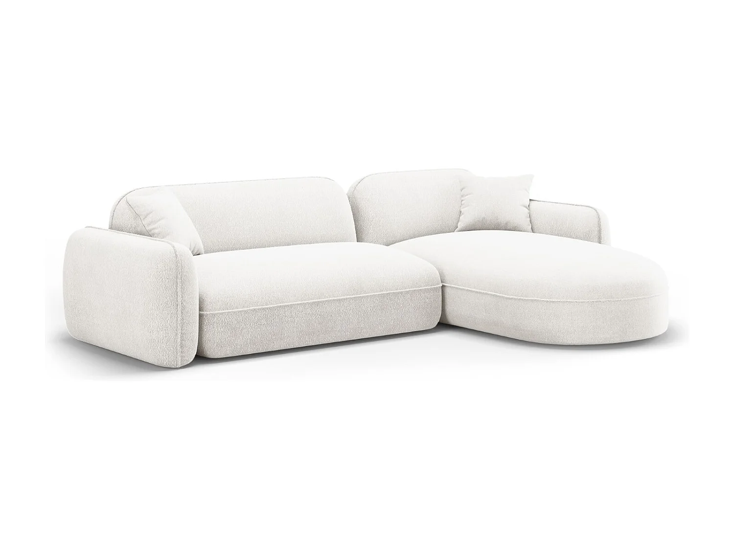 CXL by Christian Lacroix - Canapé d'angle droit modulable "Lucien" 4 places en velours ivoire - 275x165x70cm